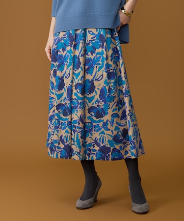 【SHIHOさん着用】アートタッチフラワープリント スカート