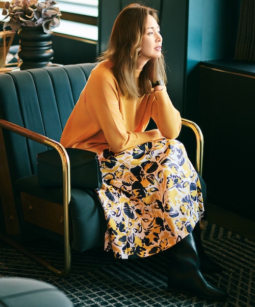 SHIHOさん着用】アートタッチフラワープリント スカート｜ジユウクの