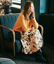 【SHIHOさん着用】アートタッチフラワープリント スカート