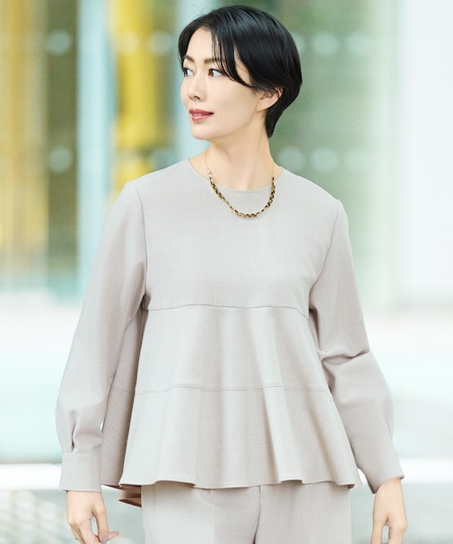 【SHIHOさん着用】ソフトウールブレンドペプラム ブラウス