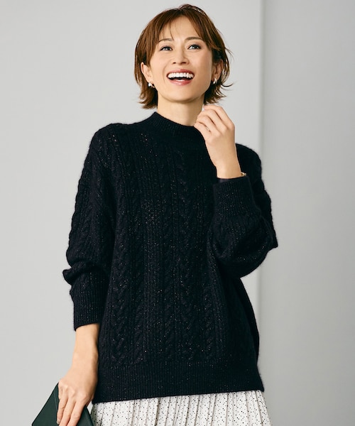 SHIHOさん着用】ラメフォックスケーブル ニット｜ジユウクの通販