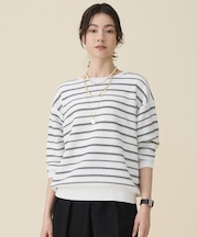 コットンポリミドルゲージボーダー ニット