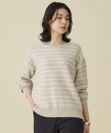 コットンポリミドルゲージボーダー ニット