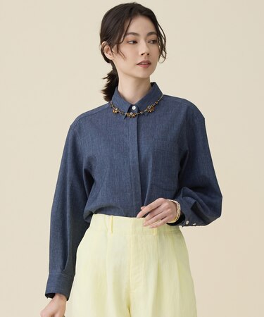 【セットアップ対応】ソフトリネンダンガリー シャツ