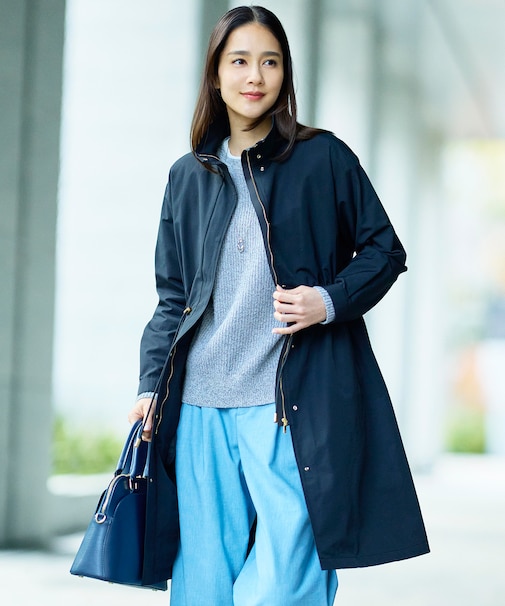 コットンナイロンタッサースタンドカラー コート