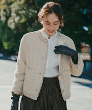 ファンシーノットツイードノーカラー ジャケット