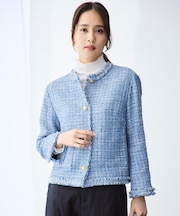 ファンシーノットツイードノーカラー ジャケット