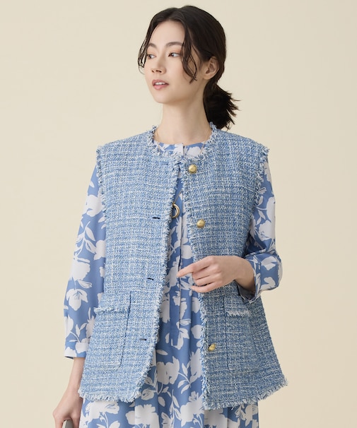 ファンシーノットツイード ジレ