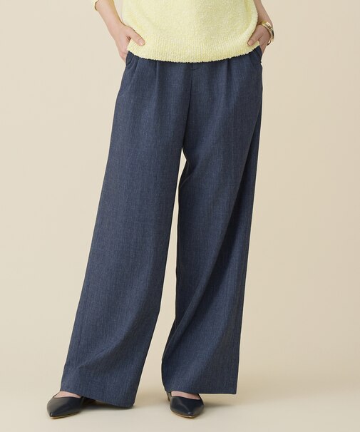 【セットアップ対応】ソフトリネンダンガリーワイド パンツ