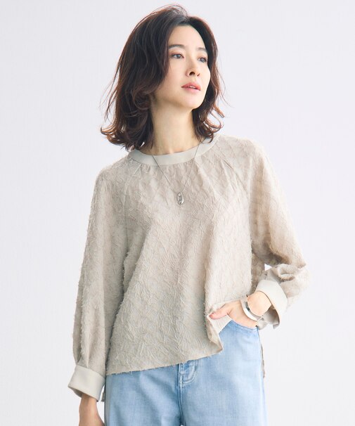 【セットアップ対応】ワッシャーカットジャカード ブラウス