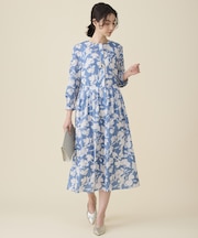 バイカラーフラワープリント ワンピース