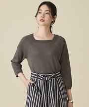 ペーパーコットンスクエアネックニット プルオーバー