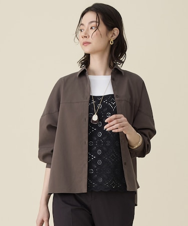 ブラッシュドコットンサテン シャツ