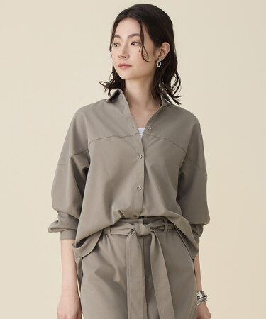 ブラッシュドコットンサテン シャツ