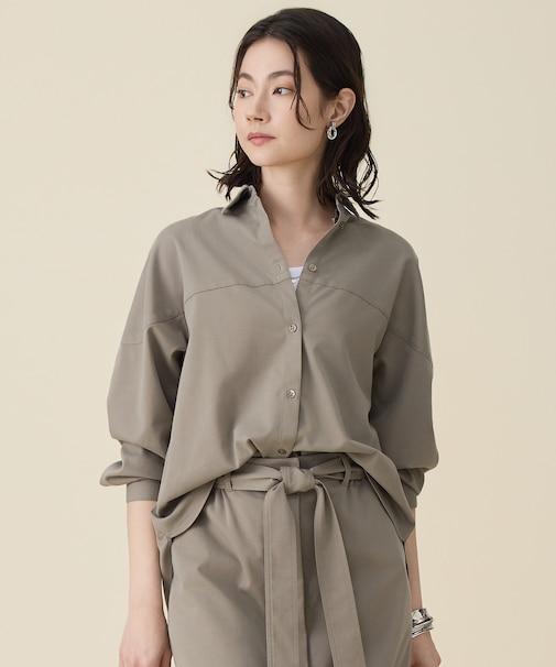 ブラッシュドコットンサテン シャツ