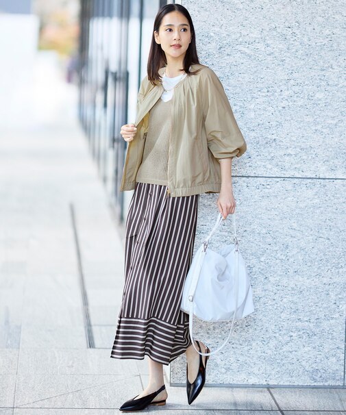 ビスコースナイロンドビーストライプ スカート