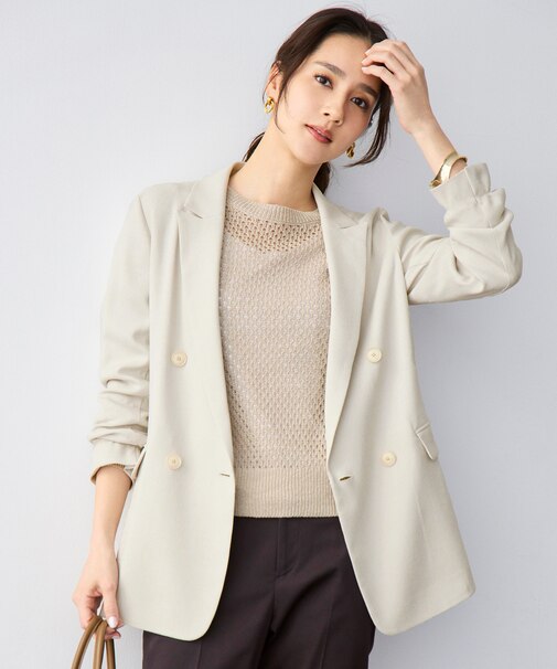 【セットアップ対応】リネンライクシンセティックテーラード ジャケット