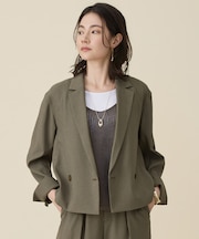 【セットアップ対応】リネンライクシンセティックショート ジャケット