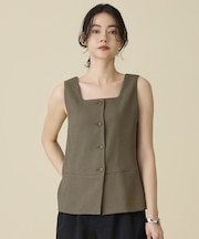 【カタログ掲載・人気素材・セットアップ対応】リネンライクシンセティックノースリーブ ブラウス