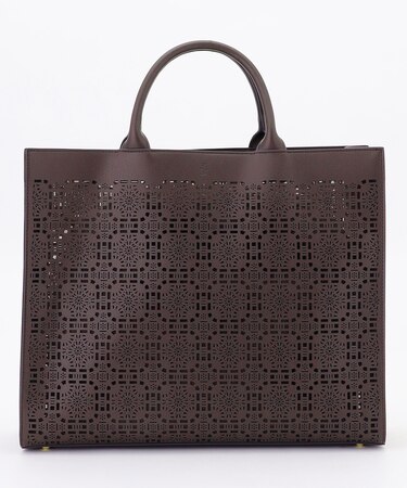 【カタログ掲載・巾着袋付き・A4サイズ収納可】パンチングレース トート