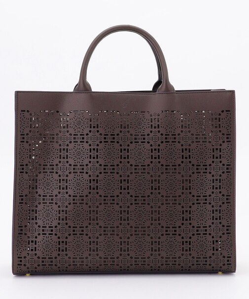 【カタログ掲載・巾着袋付き・A4サイズ収納可】パンチングレース トート