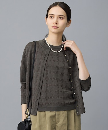 ジオメトリックアセテート カーディガン