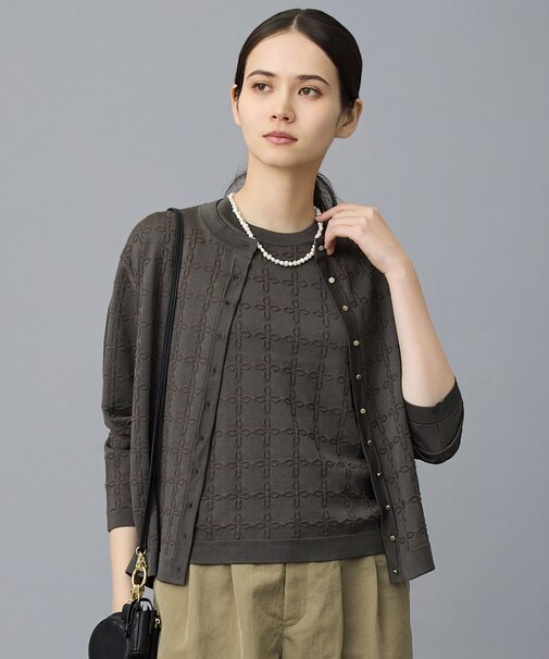 ジオメトリックアセテート カーディガン