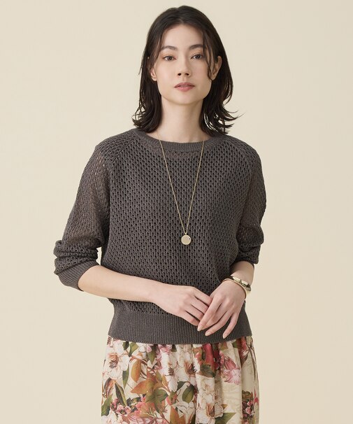 リネンミドルゲージメッシュ ニット