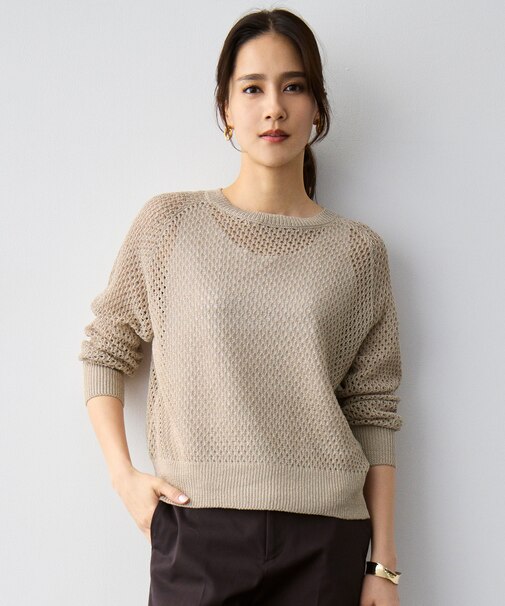 リネンミドルゲージメッシュ ニット