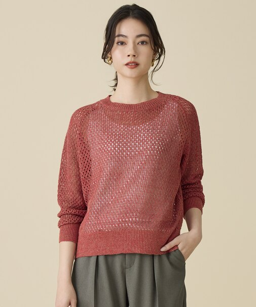 リネンミドルゲージメッシュ ニット