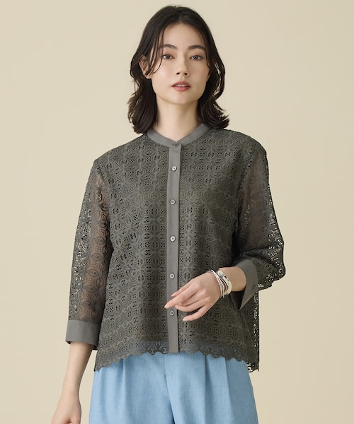 ジオメトリックレース ブラウス｜ジユウクの通販｜&mall（アンドモール