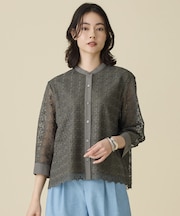 ジオメトリックレース ブラウス