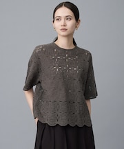 【1枚でキレイ見え】エンブロイダリー ニット