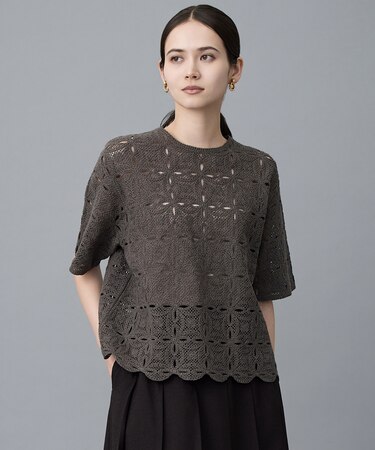 【1枚でキレイ見え】エンブロイダリー ニット