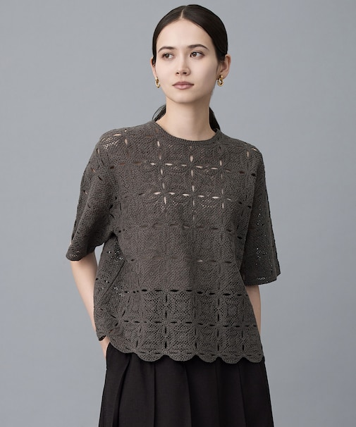 【1枚でキレイ見え】エンブロイダリー ニット