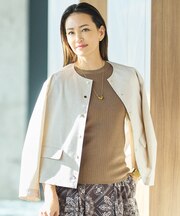 【カタログ掲載・セットアップ対応】リネンストレッチノーカラー ジャケット