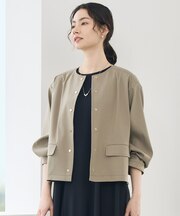 【カタログ掲載・セットアップ対応】リネンストレッチノーカラー ジャケット