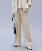 【カタログ掲載・セットアップ対応・セレモニー・ハレの日・通勤】テクスチャードスーツストレートワイド パンツ