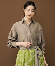 【カタログ掲載・羽織りとしても】シャイニーオーガンジーシアー シャツ