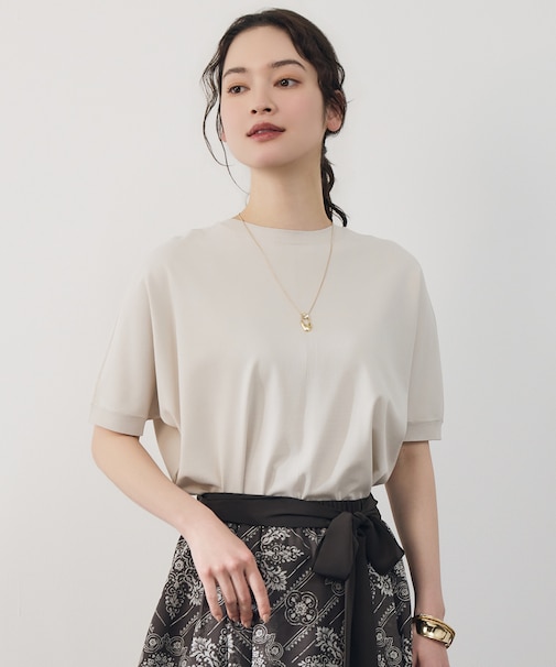 【前後着用可能】クレープストレッチドルマンスリーブ ニット