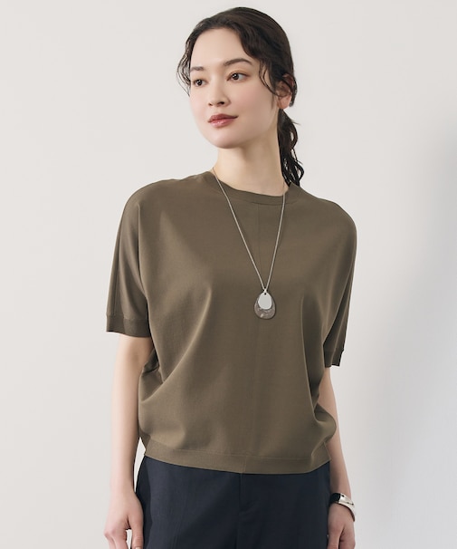 【前後着用可能】クレープストレッチドルマンスリーブ ニット