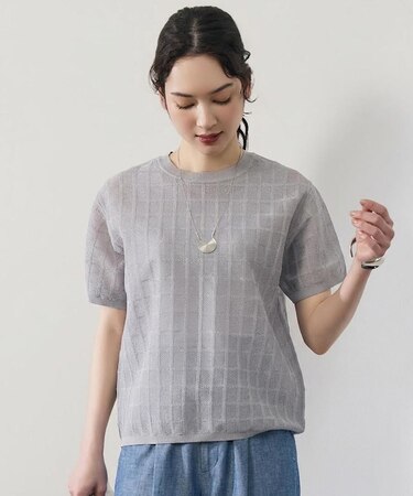 【カタログ掲載・ワコールコラボ・2点SET】シアーチェックニット プルオーバー