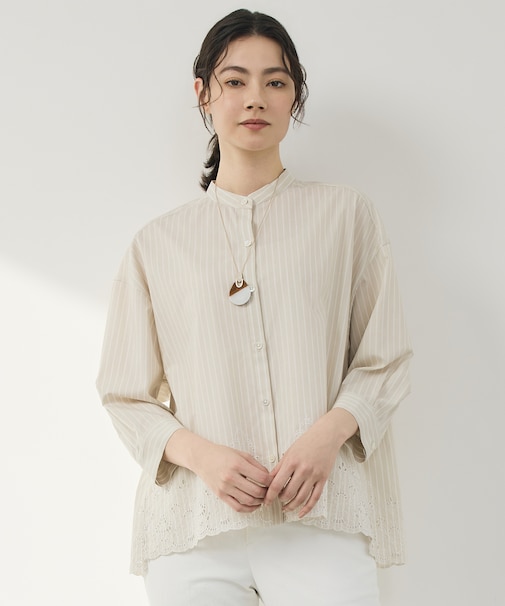 エンブロイダリーブロードバンドカラー ブラウス