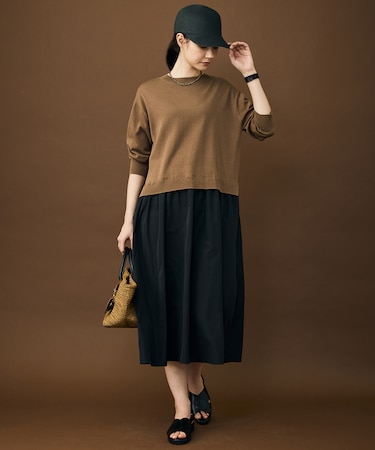 【人気異素材コンビの最新作・前後着用可】タフタコンビ ワンピース