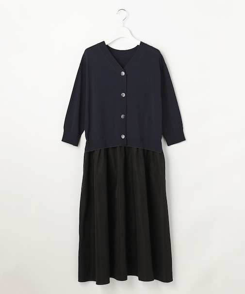 【人気異素材コンビの最新作・前後着用可】タフタコンビ ワンピース