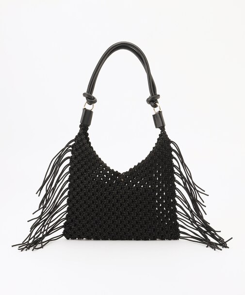 【SHIHOさん着用・2WAY仕様・ポーチ付き】クロッシェフリンジ バッグ