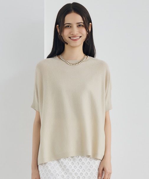 【カタログ掲載・アンサンブル対応・定番素材】ドライシアーファインゲージプルオーバー ニット