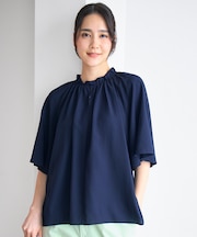 【ご好評素材・新型追加】リヨセルポプリンフリル ブラウス