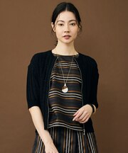 【カタログ掲載】ストライプパターンジップ ニット