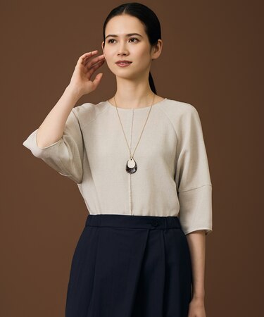 【カタログ掲載・人気素材・NEWデザイン】ラスティックメッシュラグランスリーブ ブラウス